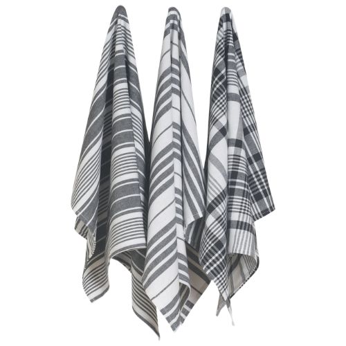 3pk Jumbo Tea Towels Black