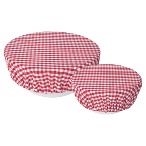 BOWL COVER SET/2 RED GINGHAM