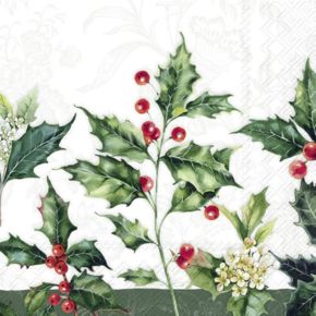 IHR Cocktail Napkins Holly Sprig