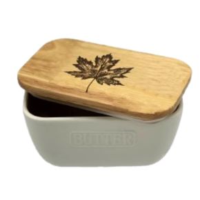 White Butter Dish - Maple Leaf