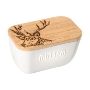 White Butter Dish - Scenic Stag
