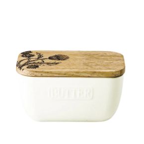 White Butter Dish - Thistle