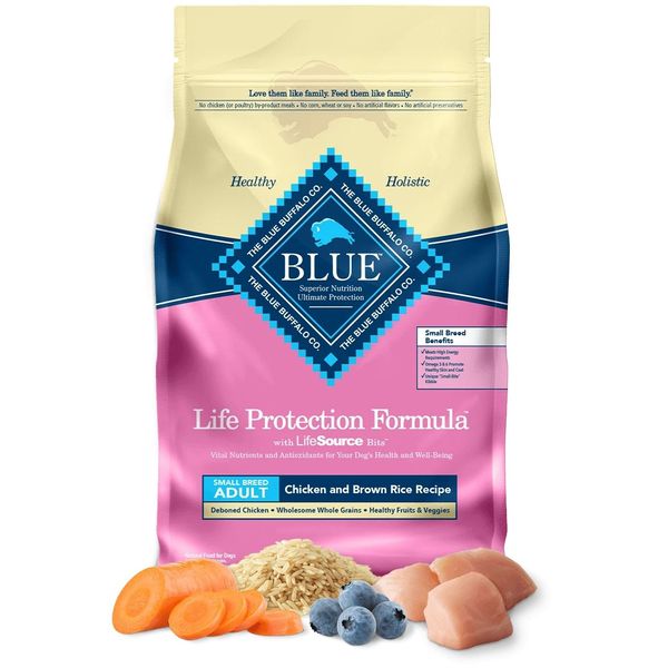 Blue Buffalo Chicken & Brown Rice Recipe Adult Small Breed Dog Food - 15lb.
