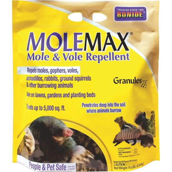  Bonide MOLEMAX® Mole & Vole Repellent Granules Short Stack Granules, 10 lbs