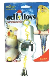 JW Pet Hanging Disco Ball with Bell Bird Toy 6" Length