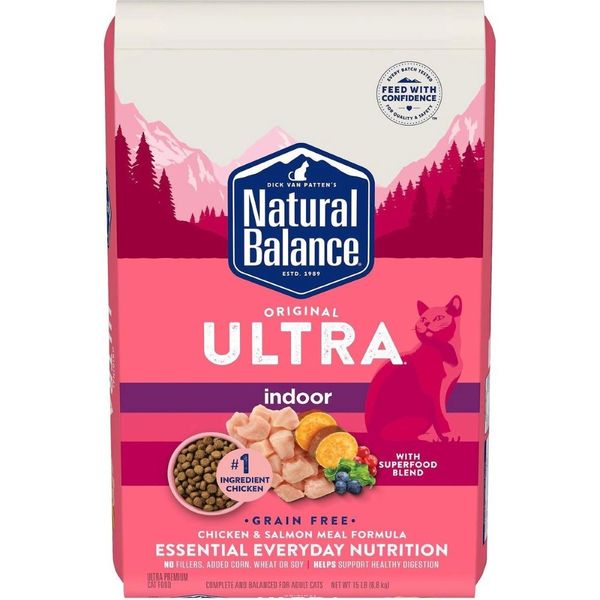 Natural Balance Original Ultra Indoor Chicken & Salmon Meal Dry Cat Food - 15lbs