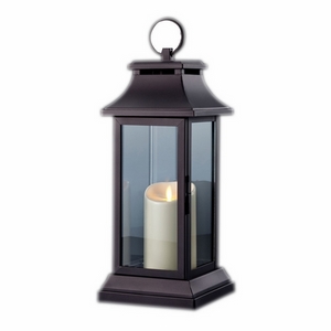 Luminara 18in Black Classic Lantern with Melted Edge LED Candle Light with Timer