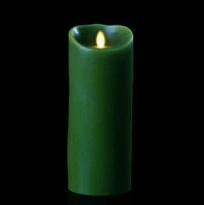 Luminara 7in Forest Green (Pine Scent) Wavy Edge Realistic Flame LED Wax Candle Light with Timer