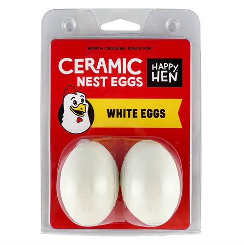 Happy Hen Ceramic Nest Eggs - White 2Pk