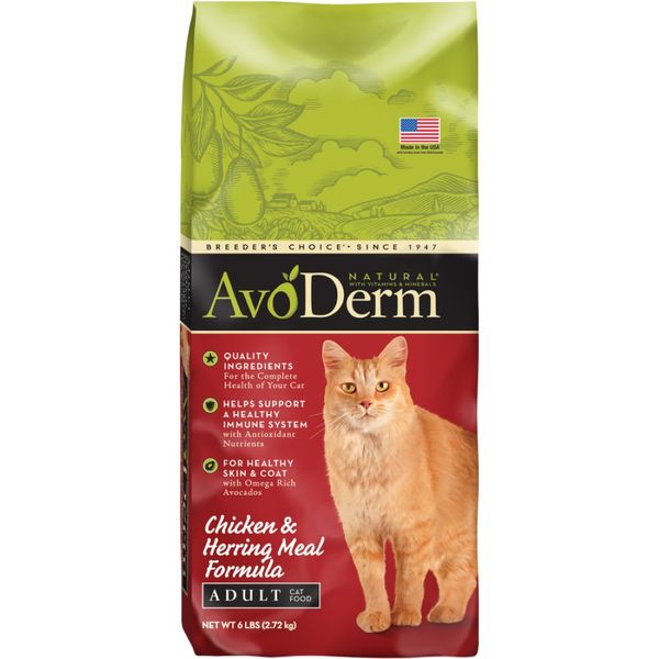  AvoDerm Natural Chicken & Herring Meal Formula - Adult Dry Cat Food - 6 lb