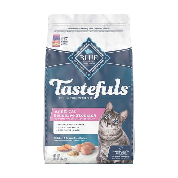 Blue Buffalo Tastefuls Adult Cat Sensitive Stomach Chicken & Brown Rice Recipe Cat Food - 7lbs