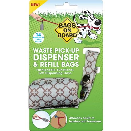Bags on Board Fashion Waste Pick-up Bag Dispenser Blue - 14 Bags, 9 In X 14 in