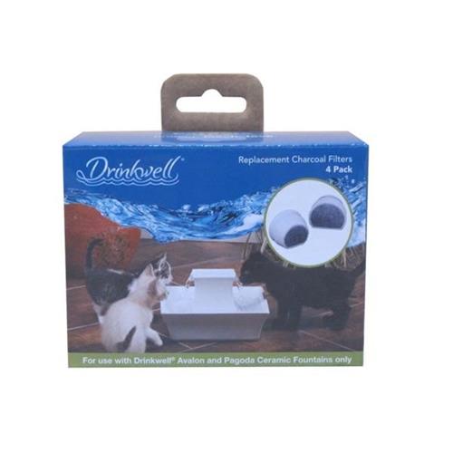 Drinkwell Single Cell Charcoal Replacement Filters for Avalon & Pagoda Ceramic Fountains White - 4pk