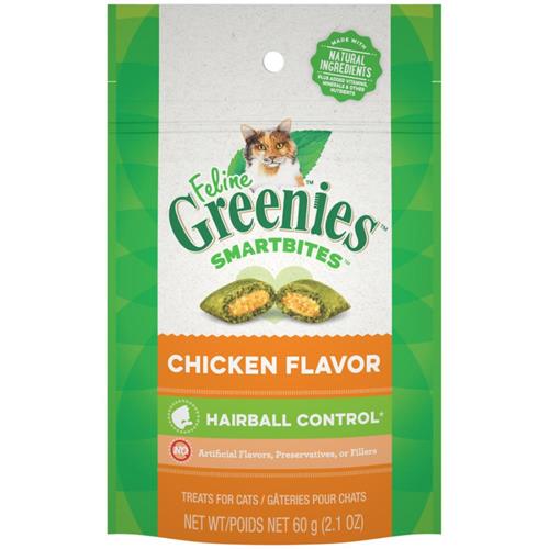 Greenies Feline SmartBites Hairball Control Crunchy & Soft Adult Cat Treats Chicken - 2.1 oz