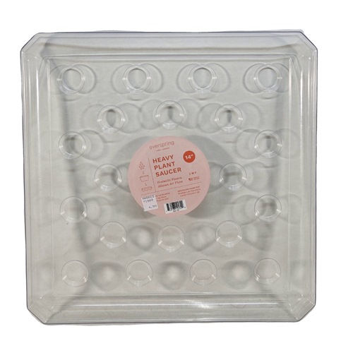 Curtis Wagner Plastics Square Designer Series Heavy Gauge Saucer - Square - Clear - 14in x 14in
