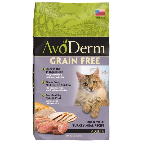  AvoDerm Natural Grain Free Duck with Turkey Meal Dry Cat Food - 5 lb