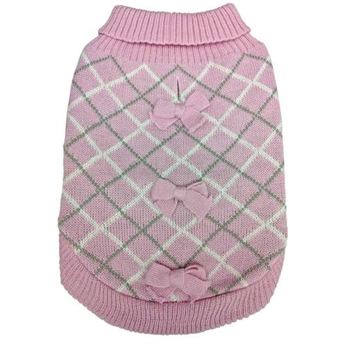 Fashion Pet Pretty In Plaid Dog Sweater Pink - LG