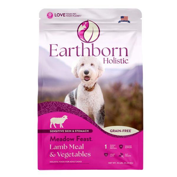 Earthborn Holistic Meadow Feast Grain-Free Dry Dog Food Lamb Meal & Vegetables - 25 lb