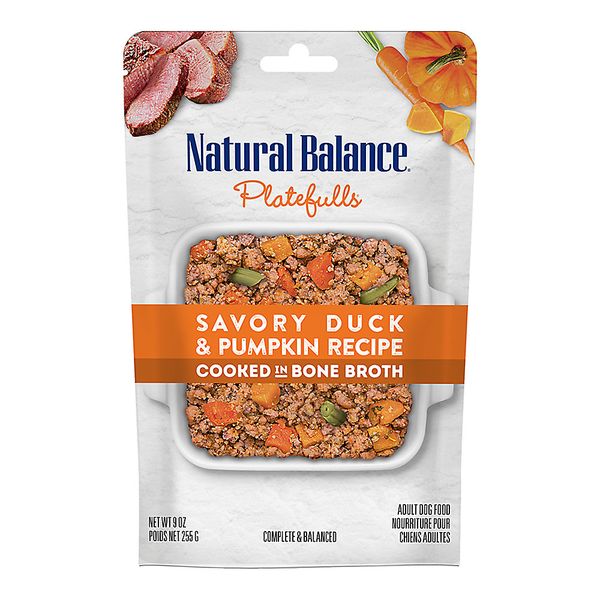 Natural Balance Platefulls Savory Duck & Pumpkin Recipe Adult Dog Food - 9oz