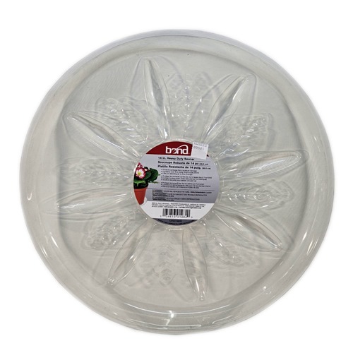 Bond® Heavy-Duty Plastic Saucer - Clear - 14in Diam