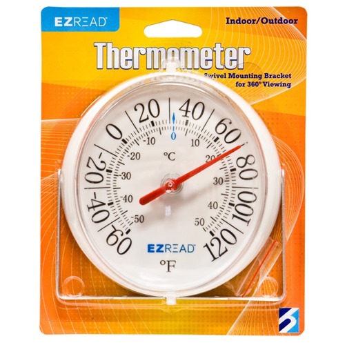 E-Z Read Dial Thermometer with Swivel Mounting Bracket, White - 5.5 in