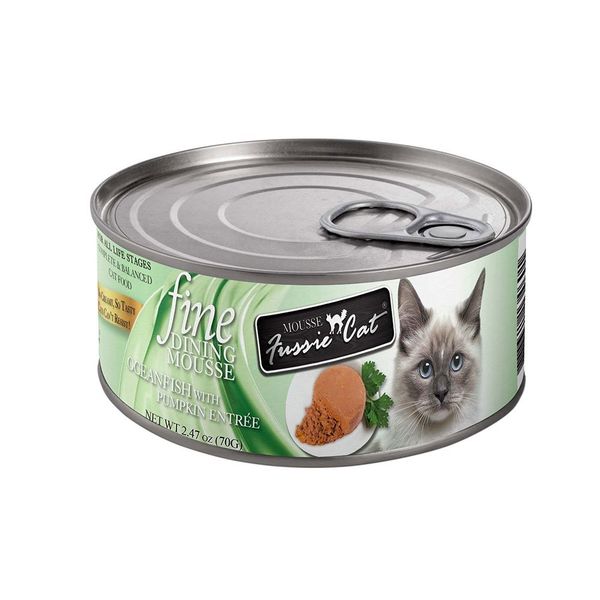 Fussie Cat Fine Dining Mousse Oceanfish with Pumpkin Entrée Cat Food - 2.47oz cans