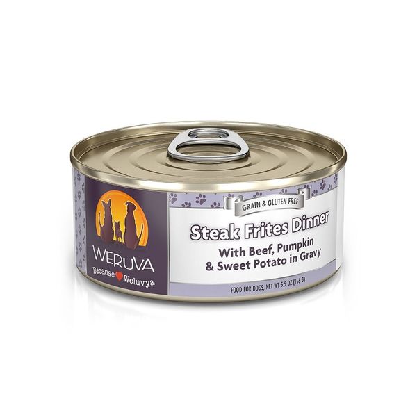 Weruva Classic Dog Food, Steak Frites Dinner with Beef, Pumpkin & Sweet Potato in Gravy - 5.5oz Can