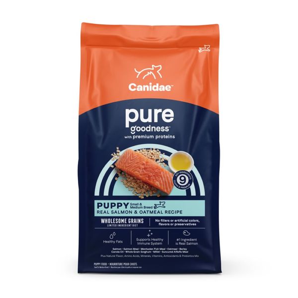 CANIDAE PURE Goodness w/Wholesome Grains Dry Puppy Food Salmon & Oatmeal - 22lb