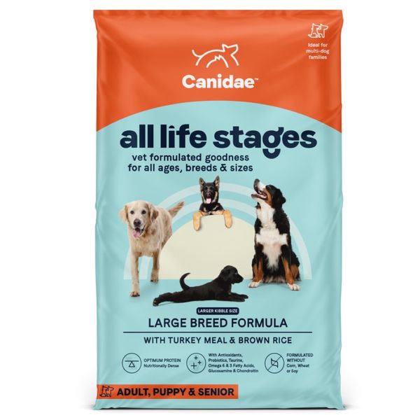  CANIDAE All Life Stages Large Breed Dry Dog Food Turkey Meal & Brown Rice - 30lb