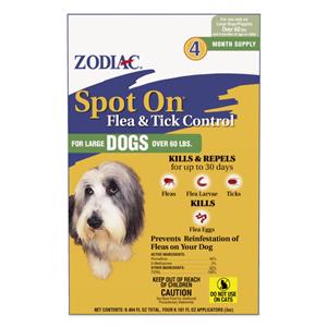Zodiac Spot On Flea & Tick Control - Large Dogs Over 60 lb, 4 pk