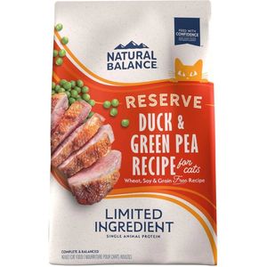 Natural Balance Limited Ingredient Reserve Grain-Free Duck & Green Pea Recipe Dry Cat Food - 10lbs