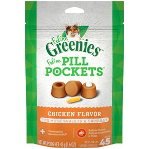 Greenies Feline Pill Pockets Cat Treats Chicken - 1.6 oz, 45 ct