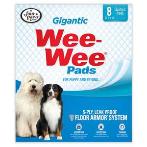 Four Paws Wee-Wee Gigantic Dog Training Pads 8-Count - Gigantic 27.5 in X 44 in
