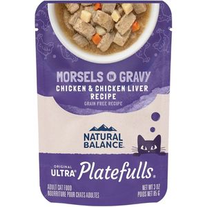 Natural Balance Platefulls Chicken & Chicken Liver in Gravy Grain-Free Cat Food Pouches - 3oz