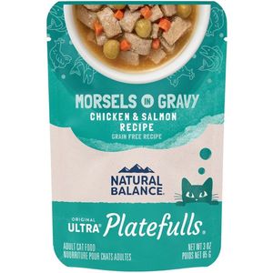 Natural Balance Platefulls Chicken & Salmon Formula in Gravy Grain-Free Cat Food Pouches - 3oz
