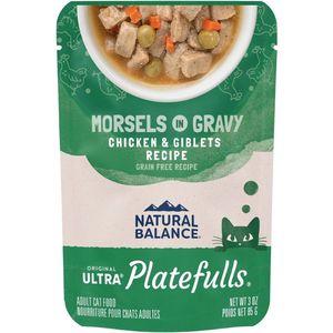 Natural Balance Platefulls Chicken & Giblets Formula in Gravy Grain-Free Cat Food Pouches - 3oz