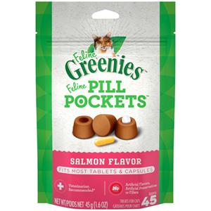 Greenies Feline Pill Pockets Cat Treats Salmon - 1.6oz 45 ct