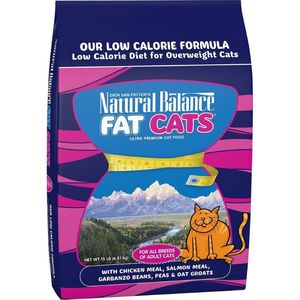 Natural Balance Fat Cat with Chicken & Salmon Meal, Garbanzo Beans, Peas & Oatmeal Dry Cat Food-15lb