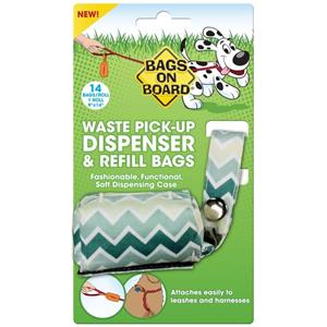 Bags on Board Fashion Waste Pick-up Bag Dispenser Green - 14 Bags, 9 In X 14 in