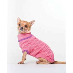 Fashion Pet Classic Cable Dog Sweater Pink - XS