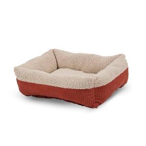 Aspen Self Warming Rectangular Dog Lounger Bed Barn Red/Cream - 24In X 20 in - SM