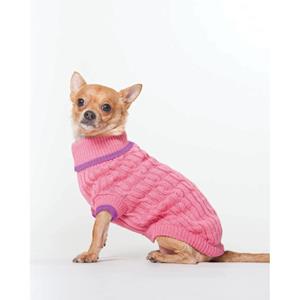 Fashion Pet Classic Cable Dog Sweater Pink - XXS