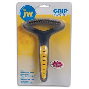 JW Pet Double Row Undercoat Rake Regular Teeth Grey, Yellow - One Size