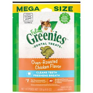 Greenies Feline Adult Cat Dental Treats Oven Roasted Chicken - 4.6 oz