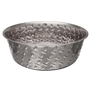  Loving Pets Diamond Plate Bowls with Non Skid Bottom Dog Dish Bowl Silver - 2 qt
