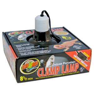  Zoo Med Deluxe Porcelain Clamp Lamp Fixture Black - 8.5 in