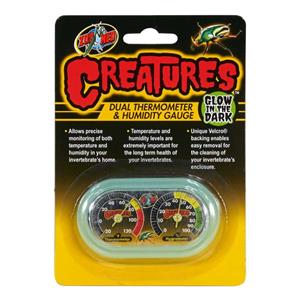 Zoo Med Creatures Dual Thermometer & Humidity Gauge Glow in the Dark Green