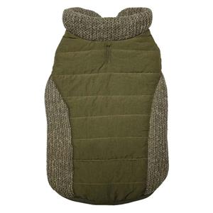 Fashion Pet Reversible Sweater Trim Puffy Coat Olive - MD