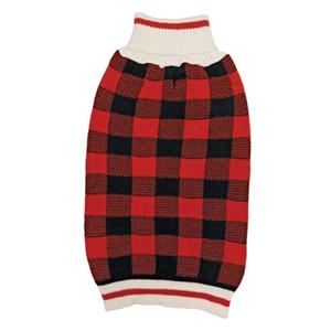 Fashion Pet Plaid Dog Sweater Black/Red - XXS