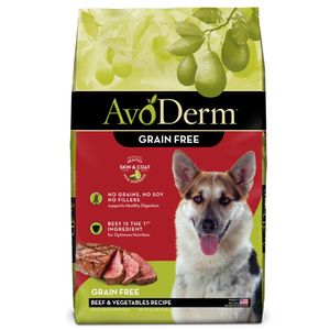 AvoDerm Natural Grain Free Beef & Vegetables Recipe All Life Stages Dry Dog Food - 24 lb